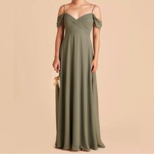 Birdy Grey Olive Green Off-Shoulder Dress